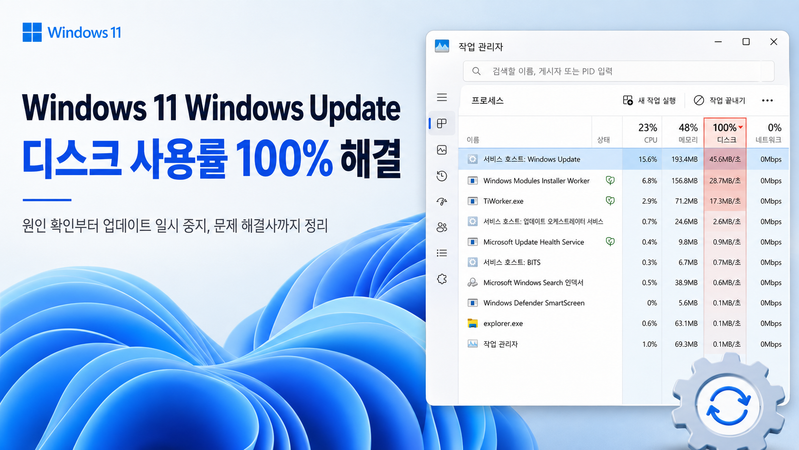 Windows 11 업데이트 디스크 사용률 높음: 다운로드·설치·반복 실패 구분