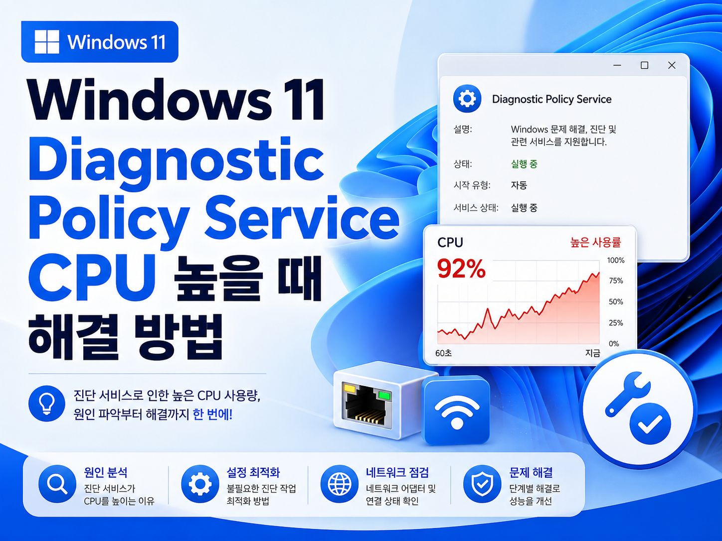Windows 11 Diagnostic Policy Service CPU 높음: 반복 진단 원인 확인
