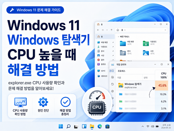 Windows 11 Windows 탐색기 CPU 높음: 폴더·썸네일·우클릭 점검