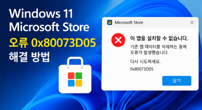 Windows 11 Store 오류 0x80073D05: 기존 앱 데이터 삭제 실패 해결