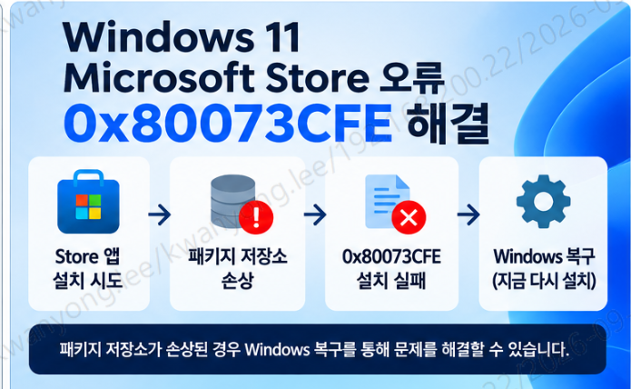 Windows 11 Microsoft Store 오류 0x80073CFE 해결