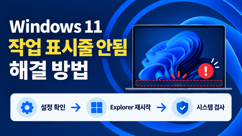 Windows 11 작업 표시줄 안됨 해결 방법